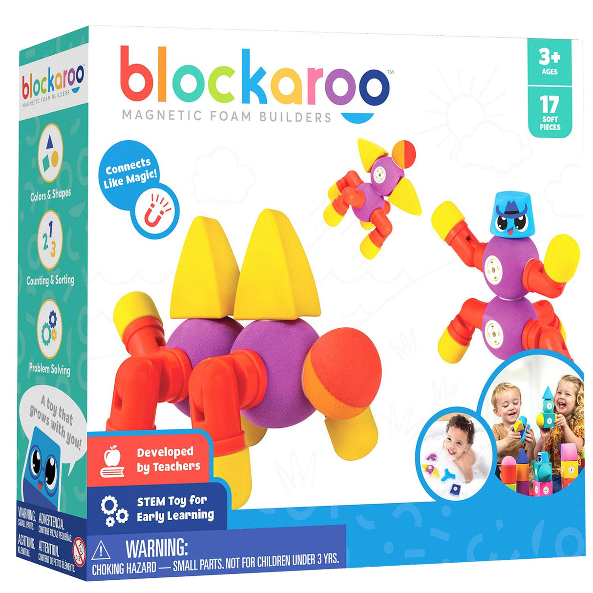 Blockaroo magnetisk skum blokkerer dyr, 17dlg.