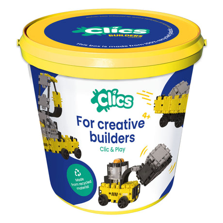 Clics Builders 5-in-1-Bausteine – nachhaltiges Spielzeug aus recyceltem Kunststoff – Baukasten 5 in 1 – Spielzeug 4,5,6,7,8 Jahre Jungen und Mädchen – Lernspielzeug – Montessori-Spielzeug – Konstruktionsspielzeug
