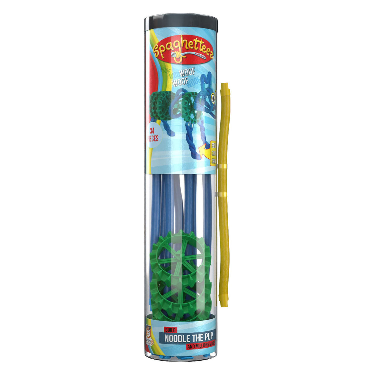 Clics spaghettez Noodle the Pup flexible building rods, 34dlg.