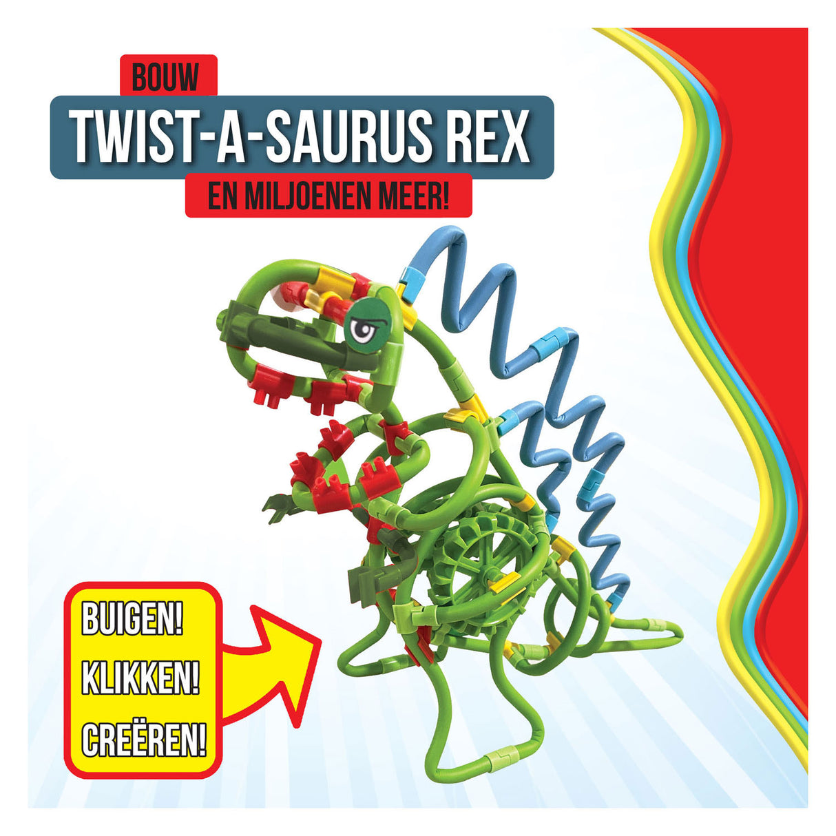 Clics Spaghettez Twist-a-Saurus Rex flexibla byggstänger, 64dlg.