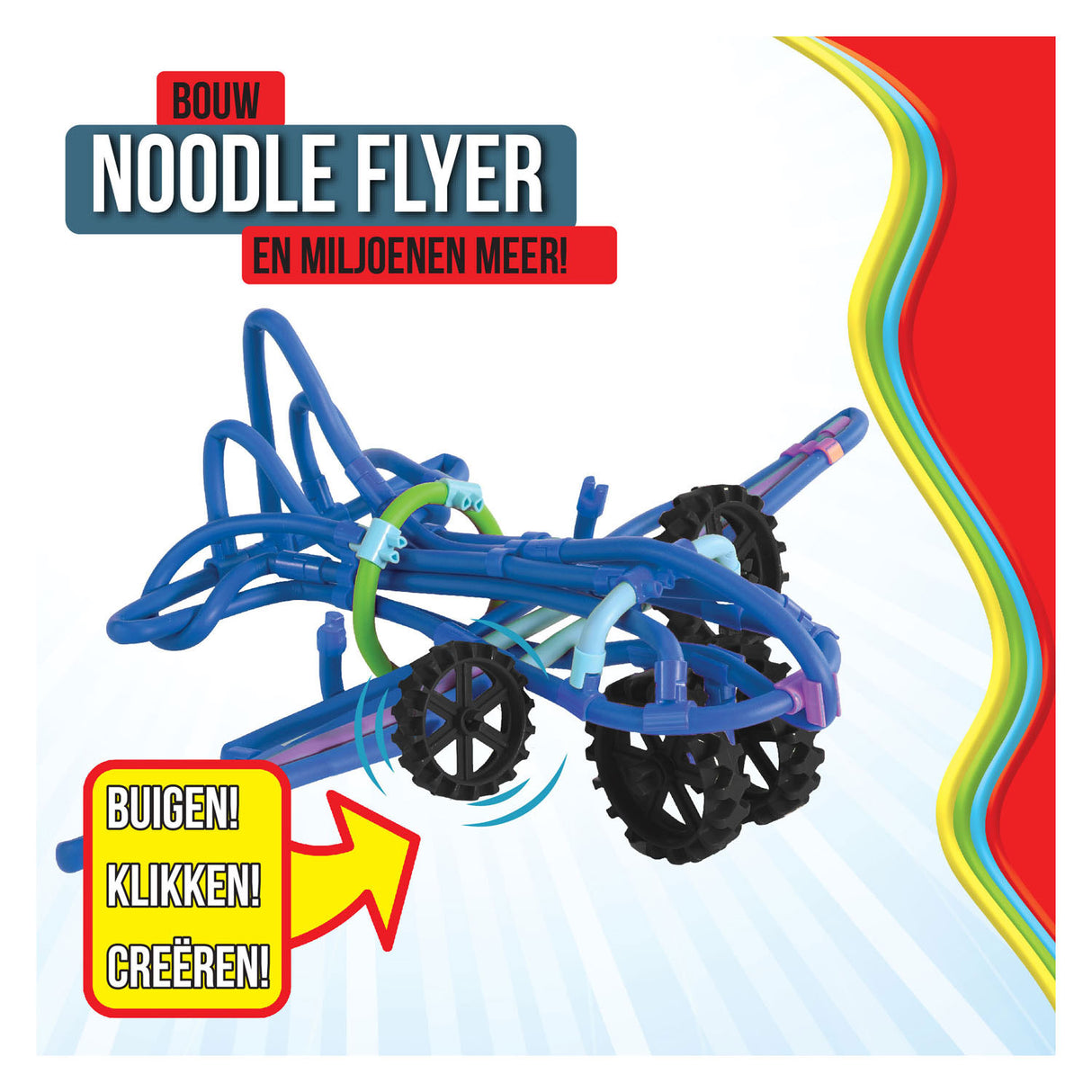 Clics Spaghetti-Nudelflieger-Flugzeug, flexible Baustäbe, 76-tlg.