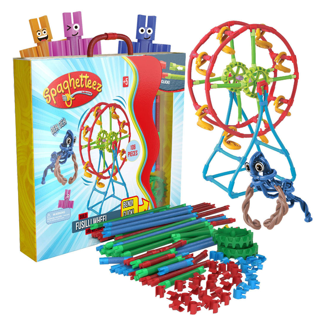 CLICS Spaghetteez Fusilli Ferris Wheel Flexible Building Rods, 46dlg.