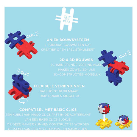 Clics Nano – Creative Builders 2000-teiliges Set – 15-in-1-Bausteine – Spielzeug aus 100 % recyceltem Kunststoff – Spielzeug 8, 9, 10, 11, 12 Jahre – Konstruktionsspielzeug