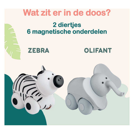Magimals Wheely Safari Box – interaktive magnetische Tiere auf Rädern (6 Stück). Lustiges und kreatives Spielzeug, perfekt für die Badewanne oder unterwegs!