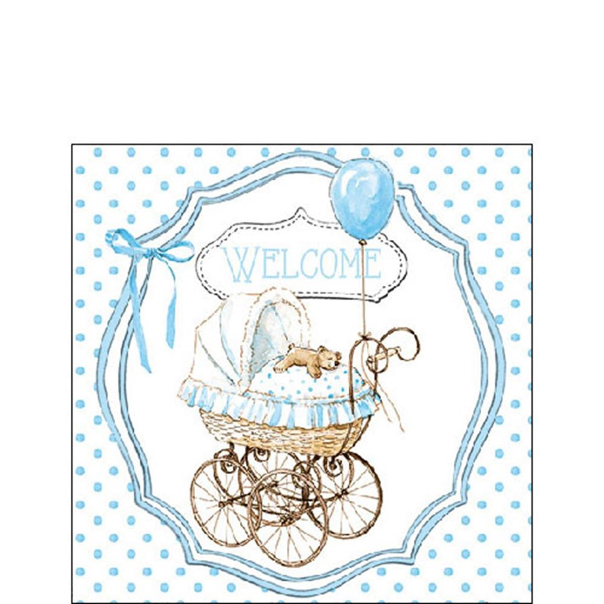 Ambiente Serviette 25cm Welcome Blue Baby