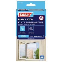 Tesa Insect Stop H L Fliegengitter für Fenster – Insektenschutz mit Klettverschluss, zuschneidbar, ohne Bohren – 1 Netz – 130 x 150 cm – weiß (leichter Sichtschutz)