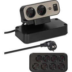 Brennerstuhl ®estilo Duplex-Steckdosenleiste mit Schalter und USB-C (Steckdosenleiste mit USB-C Power Delivery für schnelles Laden, 1x USB-C und 1x USB-A, 10x Steckdosen, 2m Kabel)
