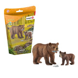 Schleich Wild Life Female Grizzly Bear With Grizzly Bear 42473