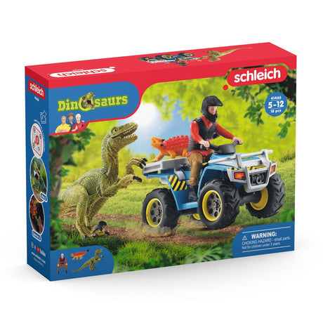 Schleich Dinosaurs flyvning fra Velociraptor på Quad 41466