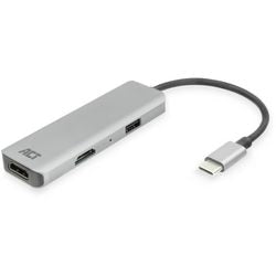 Act Connectivity USB-C 4K-Multiport-Adapter für 2 HDMI-Bildschirme, USB-A-Datenanschluss (Aluminium)