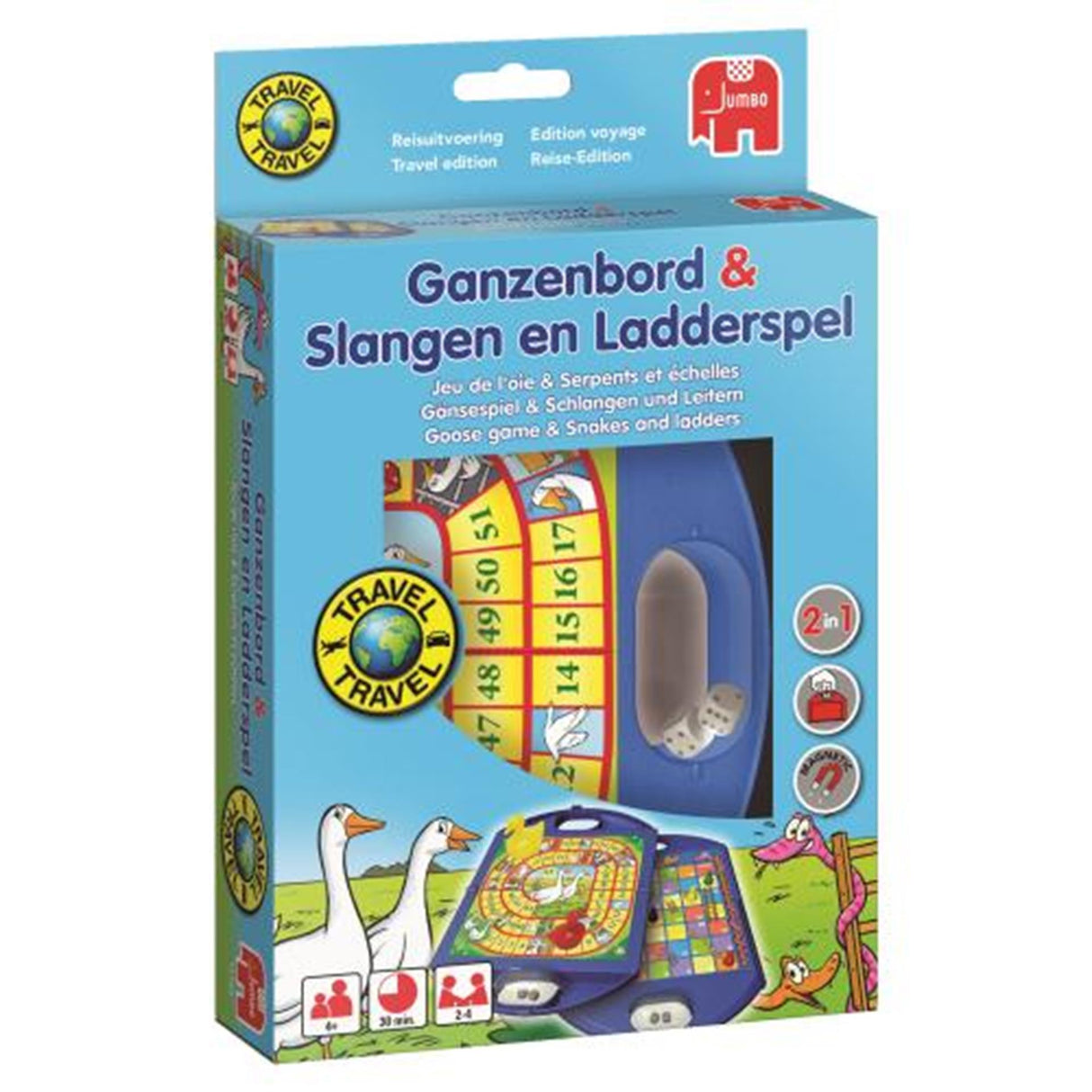 Jumbo-Reisespiel Gänsebrett Schlangenleiter
