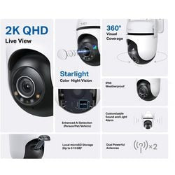 Tp-link Tapo C520WS Outdoor-Überwachungskamera – 2,5K QHD – 360° horizontal 130° vertikal – IP66-WLAN-Kamera