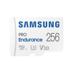 Samsung Pro Endurance 256 GB microSDXC (2022) Speicherkarte (weiß, UHS-I U3, Klasse 10, V30, inkl. SD-Adapter)
