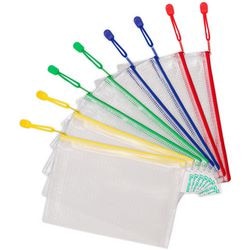 Djois Aufbewahrungstasche mit Reißverschluss A5 – 235 x 165 mm – PVC – sortiert – Packung mit 8 Stück