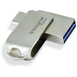 Usb-stick integral 128 gb usb type-a usb type-c zilver