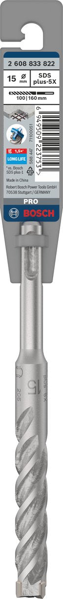 Bosch Pro SDS Plus-5x Schlagbohrmaschine, 15 x 100 x 160 mm
