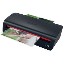 GBC 240 Home Office A4 Laminiergerät – geeignet für 75–125 Mikron – inklusive Starterpaket Laminierfolien – Schwarz Rot