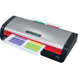 GBC 250 Office A4-Laminiergerät – geeignet für 75–125 Mikron – inklusive Starterpaket Laminierfolien – Silber, Schwarz, Rot
