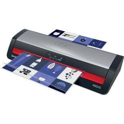 GBC 480HS Office A3-Laminiergerät – geeignet für 75–125 Mikrometer – inklusive Starterpaket Laminierfolien – Silber, Schwarz, Rot