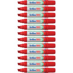 Permanent marker artline 100 ultra 7,5-12mm rood schuin milieuvriendelijk