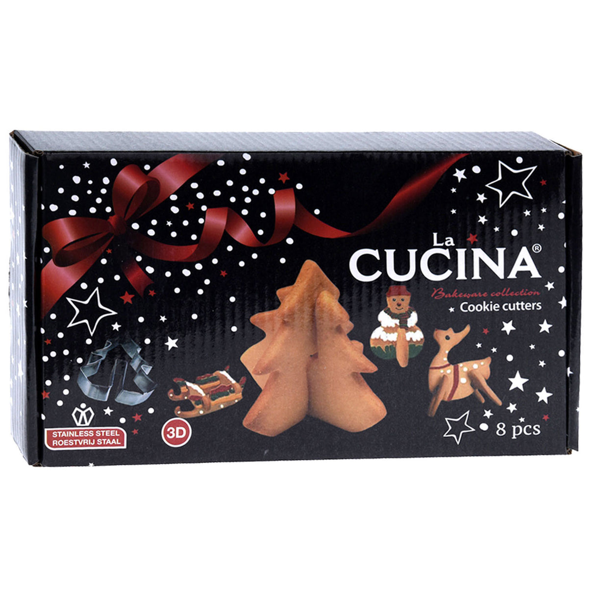 La cucina 3D-Weihnachts-Ausstecher-Set, 8-teilig.
