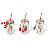 Drinking glass Christmas with handle 450ml, 12st.