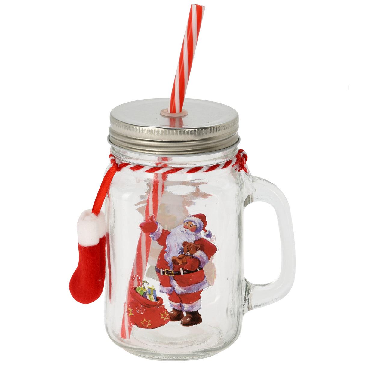 Drinking glass Christmas with handle 450ml, 12st.