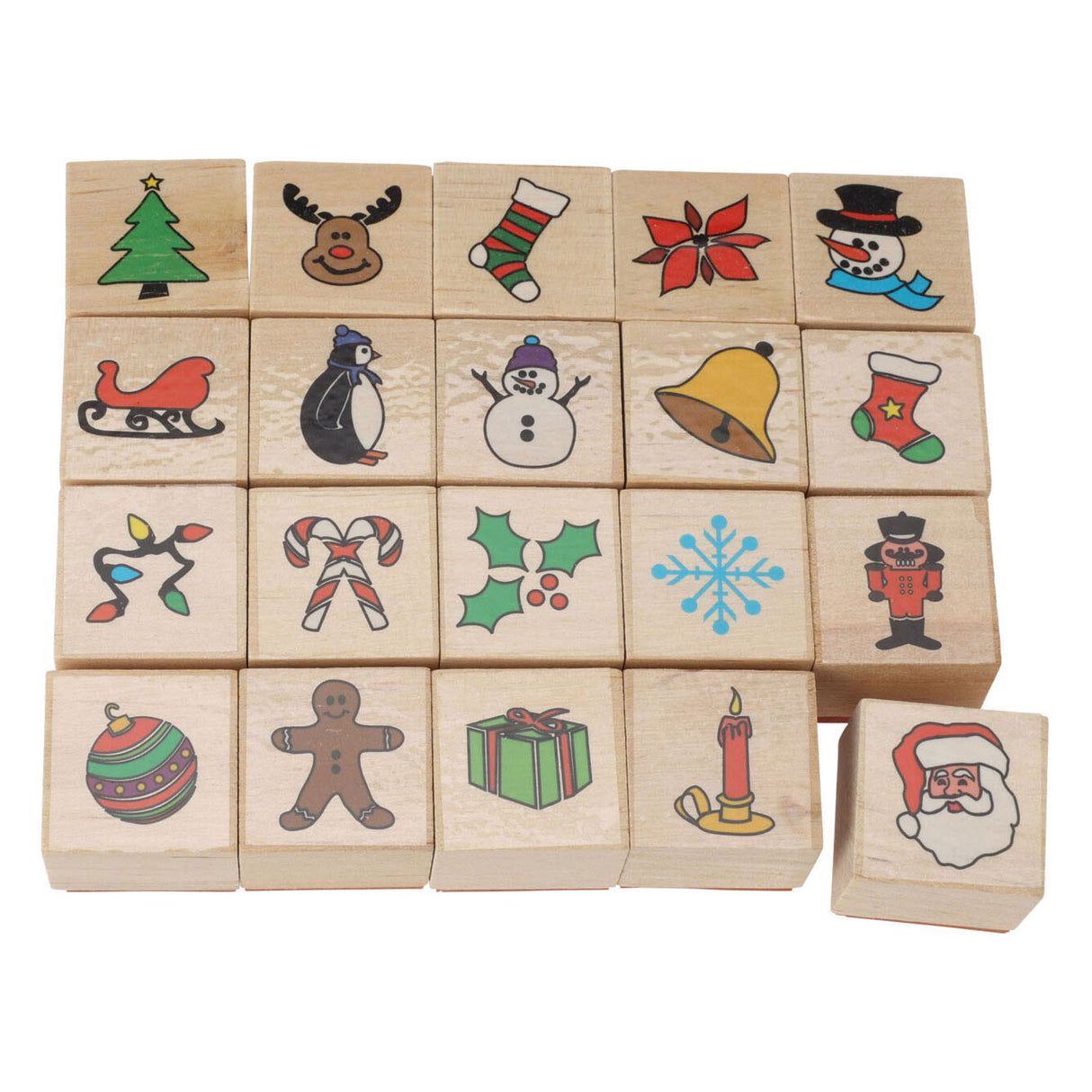 Houten Stempelset Kerst, 20dlg.