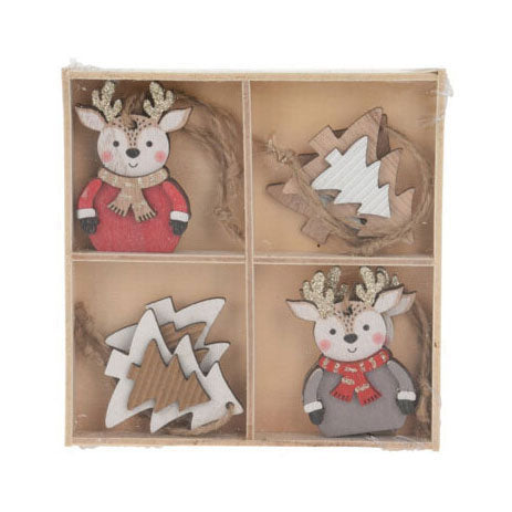 Christbaumhänger aus Holz, 8 Stk.