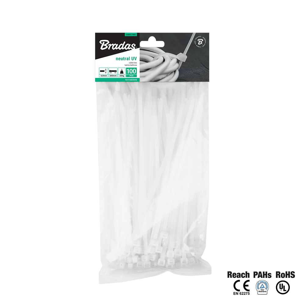 Bradas witte plastic band 2,5x160 100szt