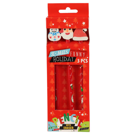 Bleistift mit Radiergummi Weihnachten, 3 Stk.