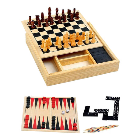 4-in-1-Spielbox aus Holz