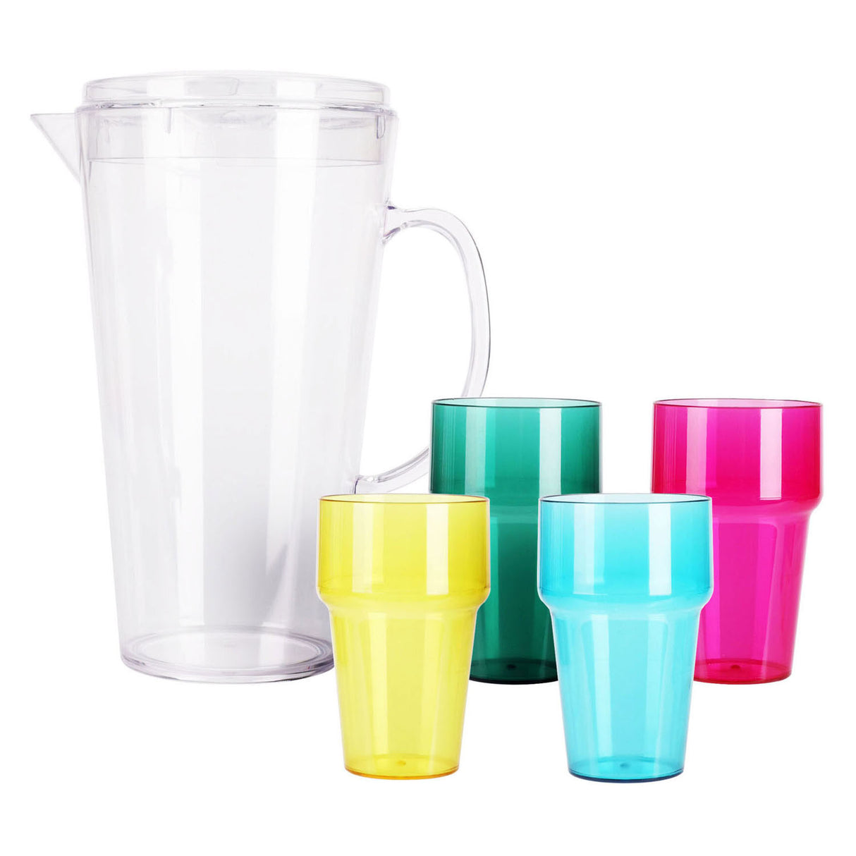 Plastic pouring jug with 4 glasses, 2200ml