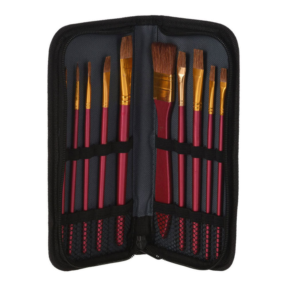 Brushes set for watercolor in storage bag, 10st.