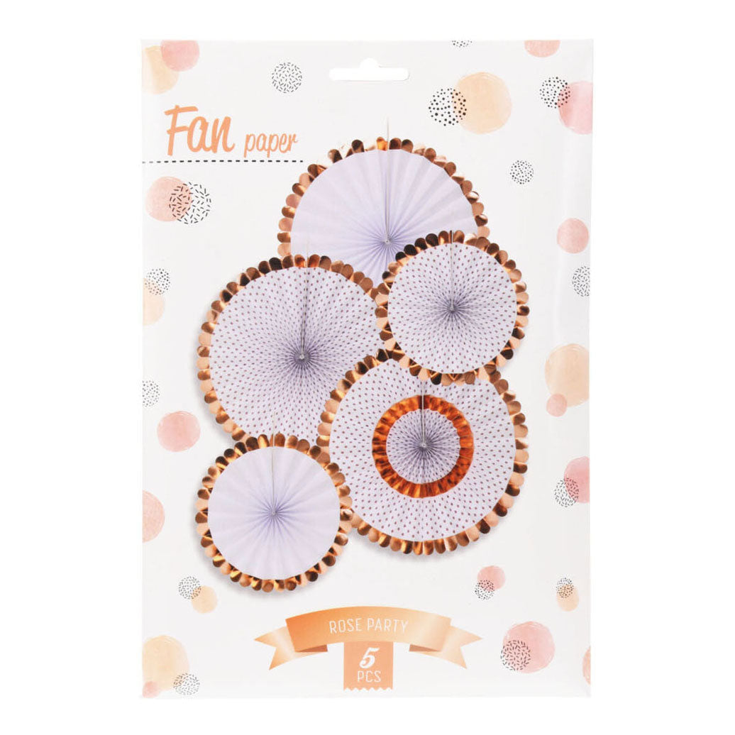 Fächer-Set aus Roségold, 5 Stück.
