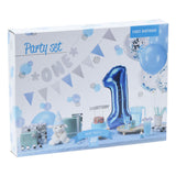 1. Geburtstagsparty-Dekorationsset – blauer Junge, 9-teilig.