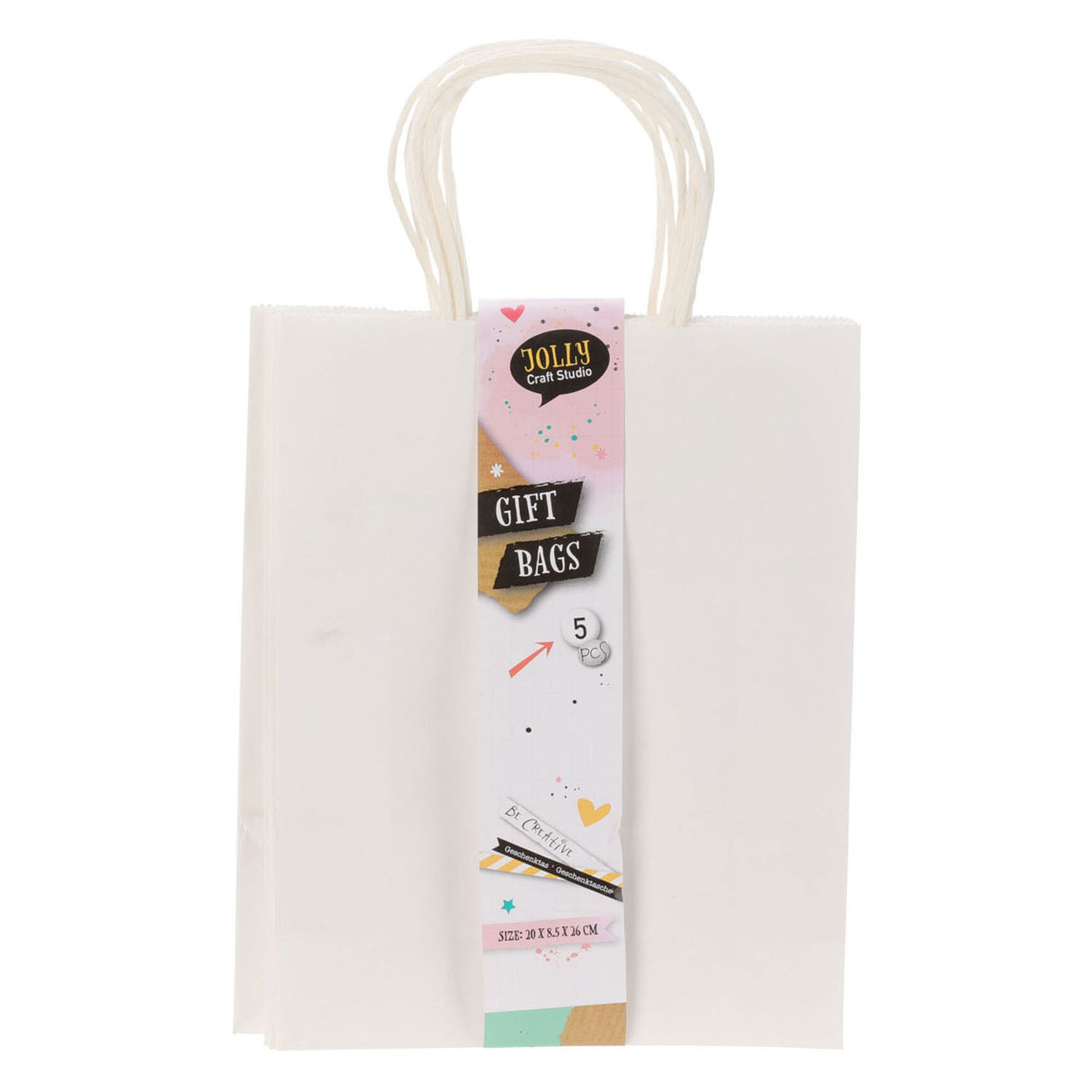 Gift bag white paper, 5st.