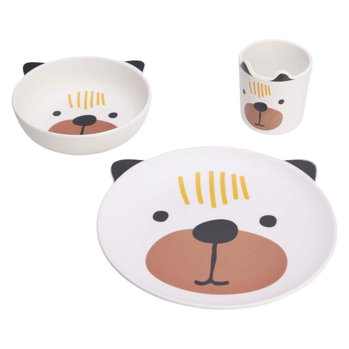 Kindergeschirrset Melamin - Hund, 3-teilig.
