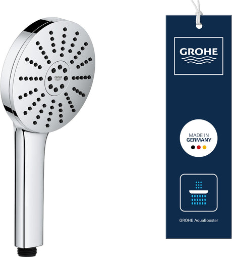 Grohe Vitalio Joy+ 120 Handbrause – 3 Strahlarten – Aqua-Booster – Wassersparend (7 l min) – Chrom