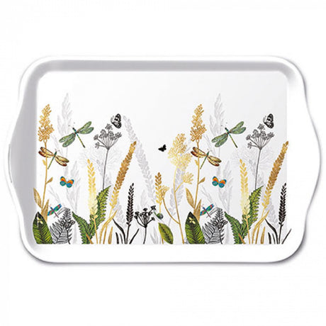 Ambiente Tablett Melamin Zierblumen weiß 13x21cm