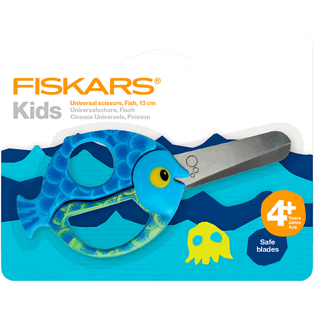 Creativ Company Fiskars Kinderschere mit Tiermotiv, Fisch, L: 13 cm, 1 Stück