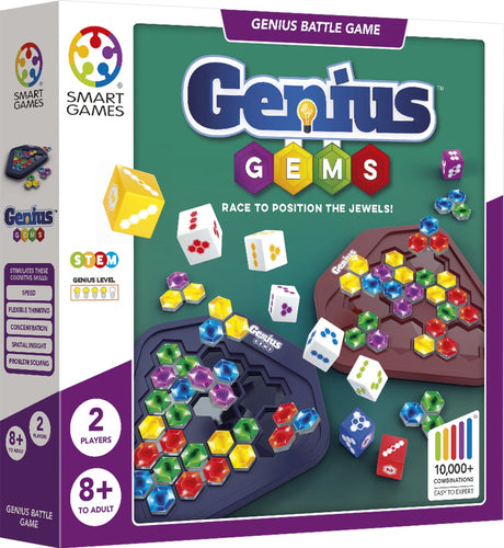 Smartgames Genius Gems – schnelles strategisches Denkspiel – mehr als 10.000 Edelsteinkombinationen – Solospiel Multiplayer – ab 8 Jahren