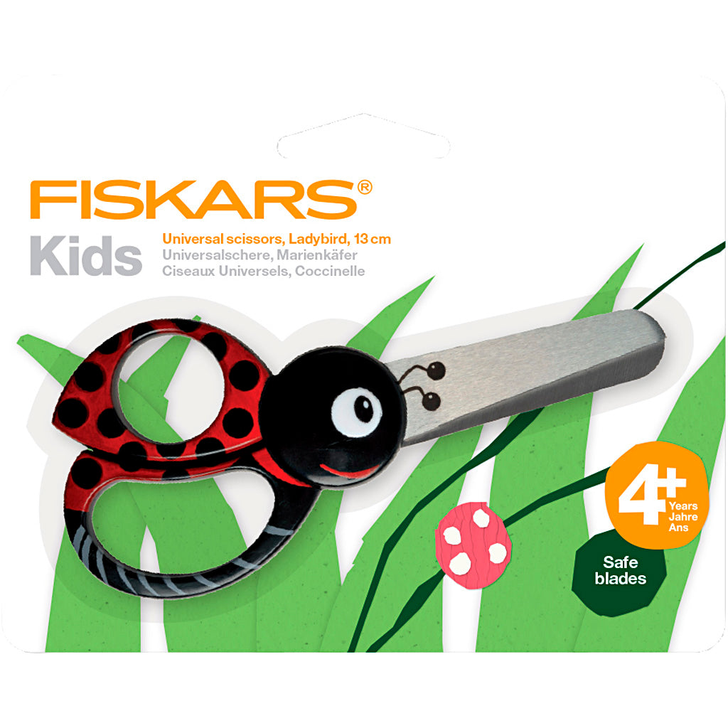 Creativ Company Fiskars Kinderschere mit Tiermotiv, Marienkäfer, L: 13 cm, 1 Stück