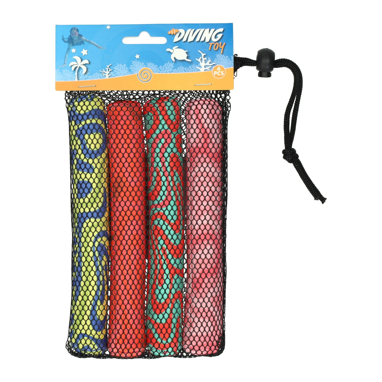 Set duikspeelgoed staven 2,5x2,5x19cm - 4st.