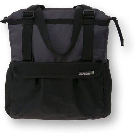 Basilikum Shopper XL - Sporty und trendige Fahrradbeutel für Lebensmittel und Strand, schwarzer Anthrazit, 20L