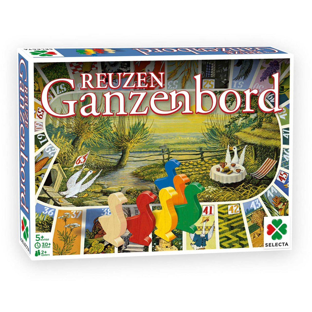 Selecta Taktik Riesengansbrett – klassisches Brettspiel im Extragroßformat – inklusive Spielbrett, Holzgänse und Würfel – ab 5 Jahren