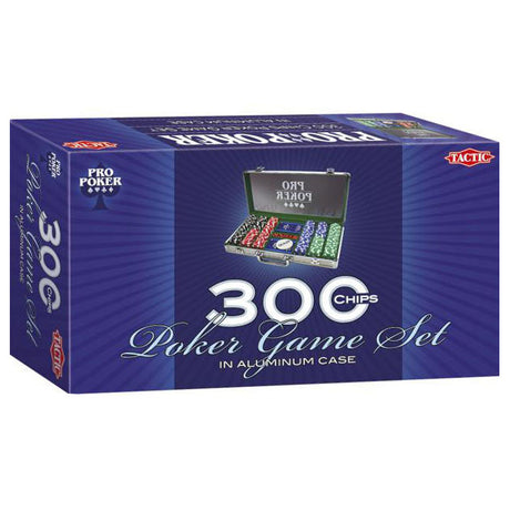 Tactic Pro Pokerset – Pokerset – Luxus-Aluminiumkoffer – 300 Chips à 11,5 Gramm – inklusive Karten, Würfel und Dealer-Button – ab 14 Jahren