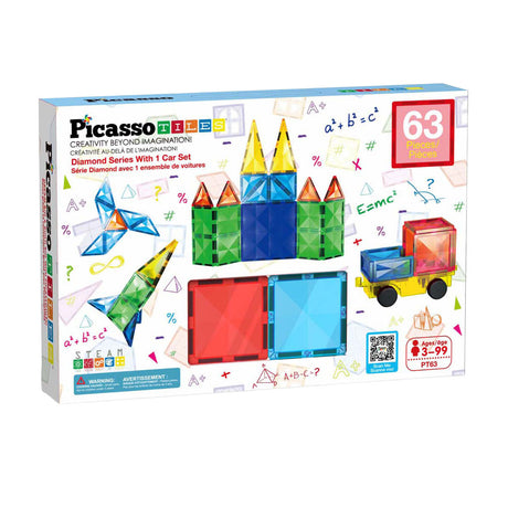 Picasso-Fliesen-Taktik – Konstruktionsspielzeug – Magnetplättchen – Magnetplättchen – Diamant-Serie Set: 63-teilig