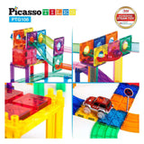 Selecta Picasso-Kugelbahn und Rennstrecke – magnetische Bauplättchen – 108 Stück.