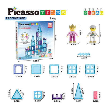 Picasso-Fliesen-Taktik – Konstruktionsspielzeug – Magnetplättchen – Magnetplättchen – Winterthema – Stielspielzeug – kreatives Bauspielzeug – 72 Teile – ab 3 Jahren